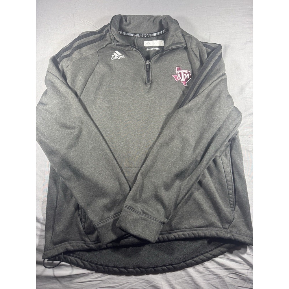 Adidas Climawarm Grey Quarter Zip Texas A&M Long Sleeve Pullover Size Large